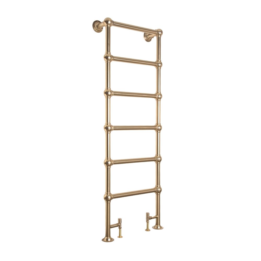 Colossus Steel Floor Mounted Towel Rail Brushed Brass 1800mm x 650mm