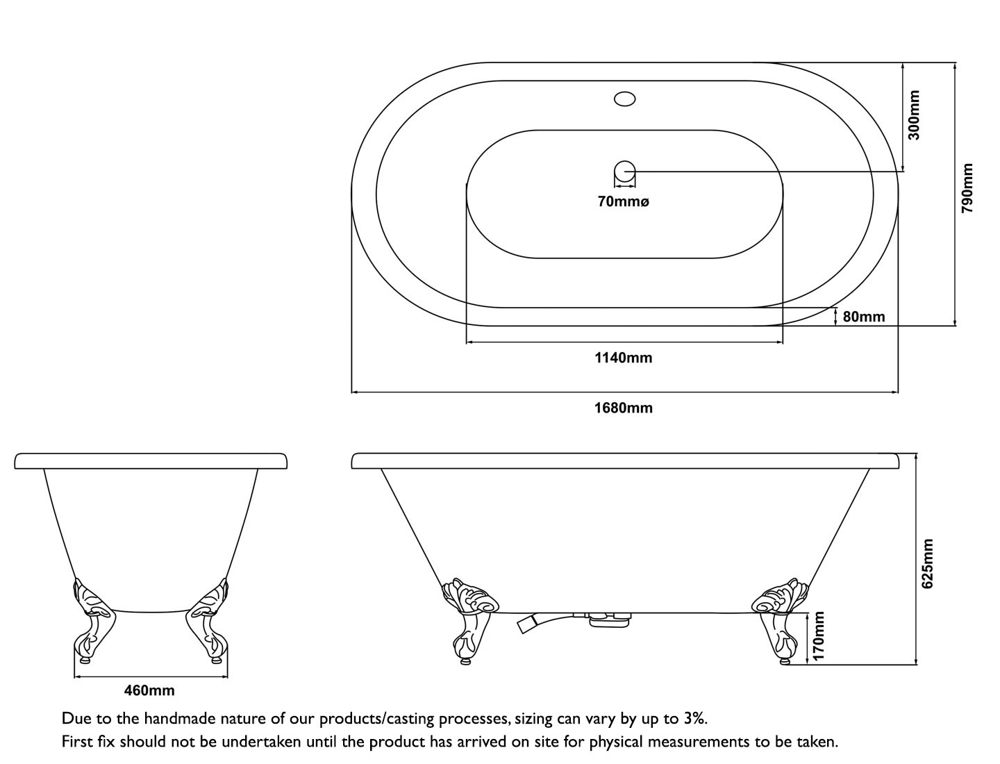 Matlock Acrylic Bath Measurements