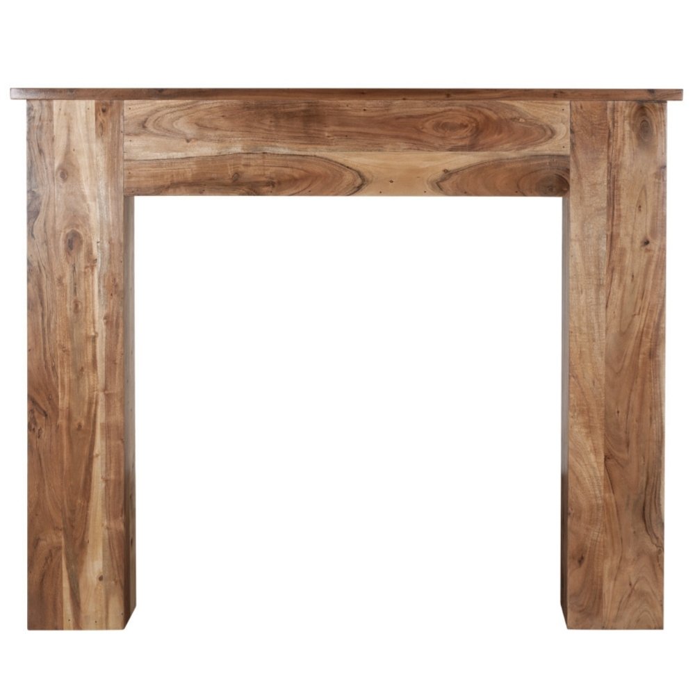 New England Natural Solid Acacia Fireplace Surround