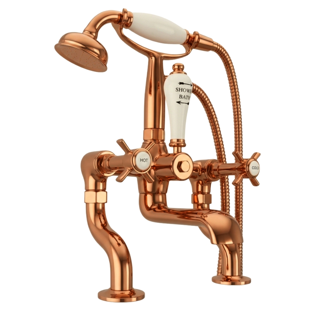 Milton Deck Mounted Bath/Shower Mixer Taps Copper