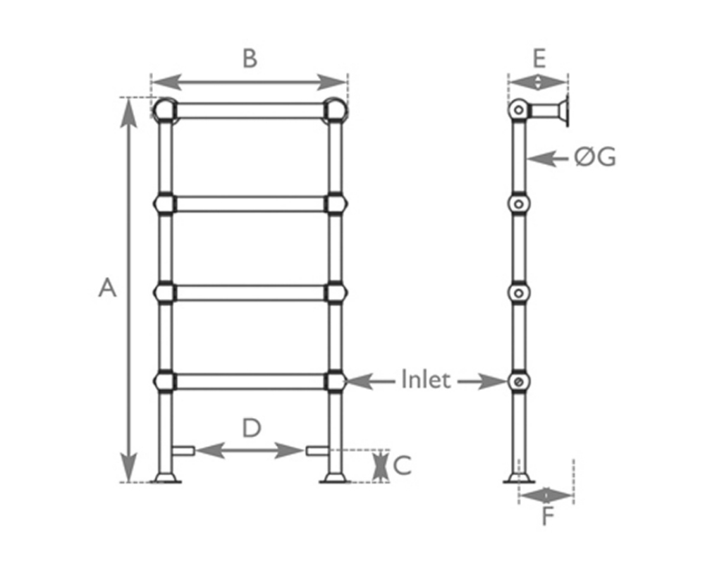 Colossus Towel Rail 1300X650 Measurements