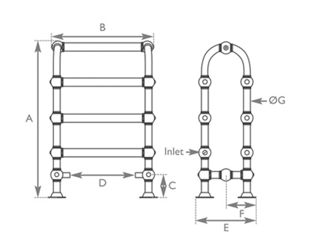 Colossus Towel Rail 935X625 Measurements