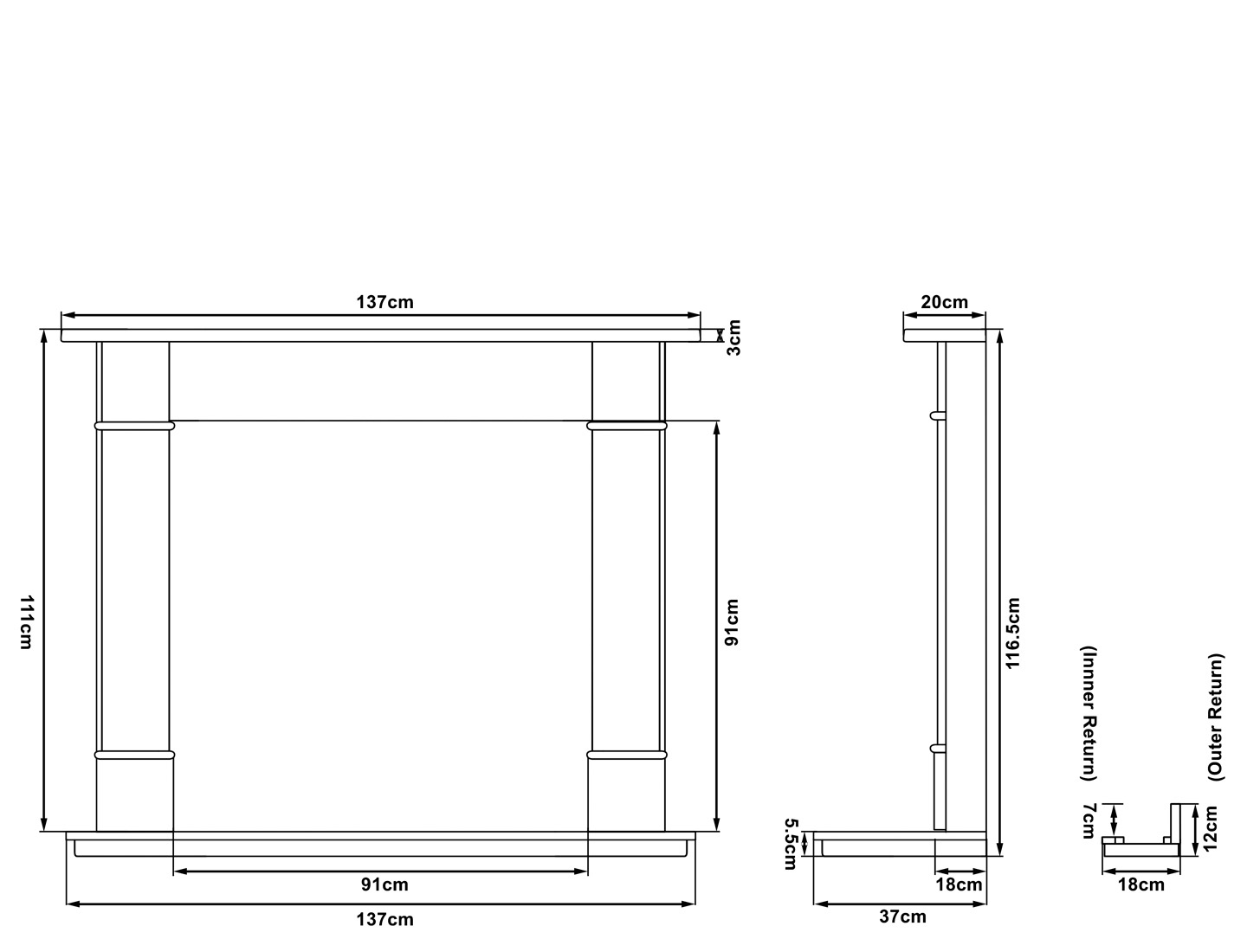 Edlington Limestone Surround Hearth Measurements