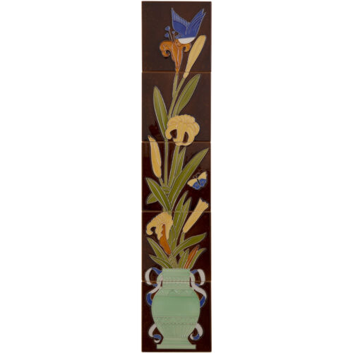 Set of 10 Strip Bird And Flowers Tiles