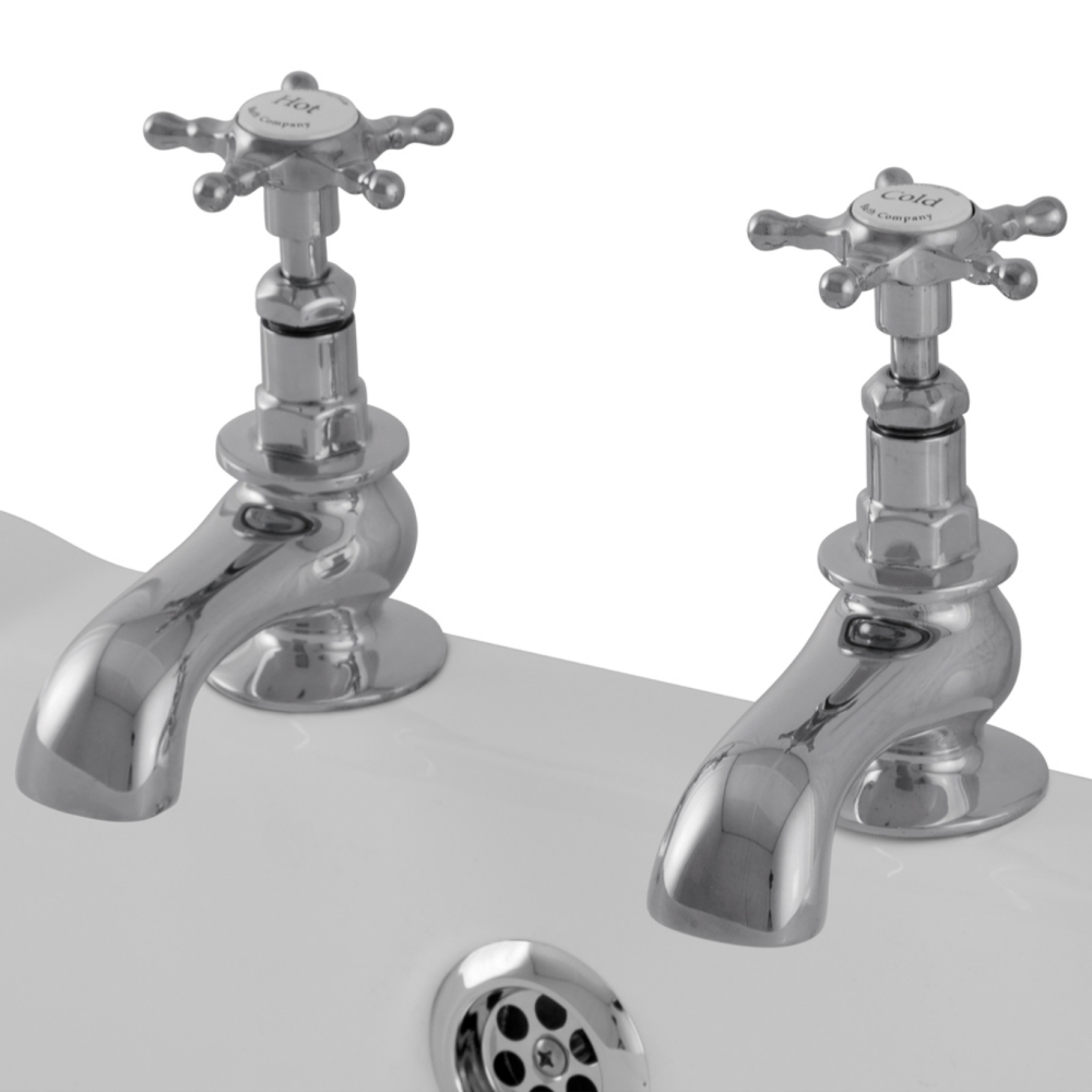 Pair of Chrome Deck Mounted Bath Taps